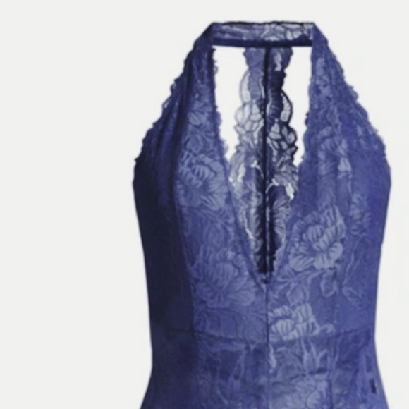 FREE PEOPLE EVERYDAY HALTER LACE BODY SUIT LARGE BLUE - Picture 6 of 7